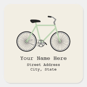 Light Green Bicycle Address Sticker
