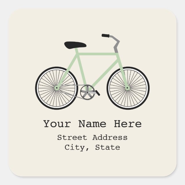 Light Green Bicycle Address Sticker (Front)