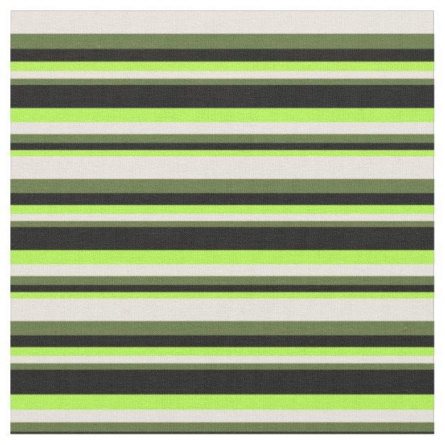 Light Green, Black, Dark Olive Green & Beige Fabric (Close Up)
