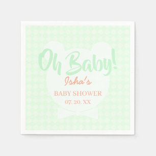 Light Green Bow tie Bear baby Shower Paper Napkin