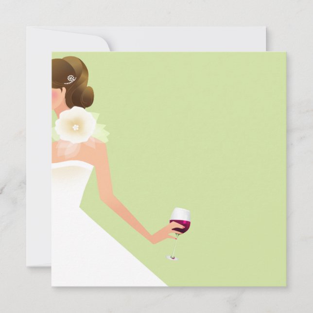 Light green bridal shower wine invitation (Front)
