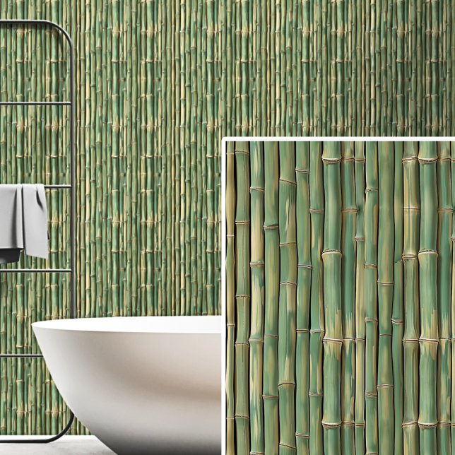 Light Green Brown Bamboo Wall Fence Painting  (Creator Uploaded)