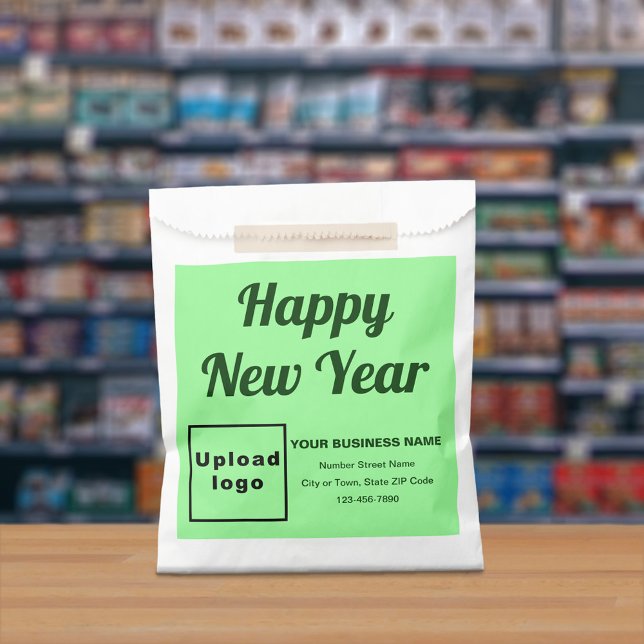 Light Green Business Brand, New Year Paper Bag (Light green business brand with New Year greeting on paper bag)