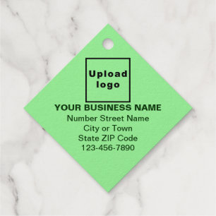 Light Green Business Brand on Diamond Shape Favour Tags