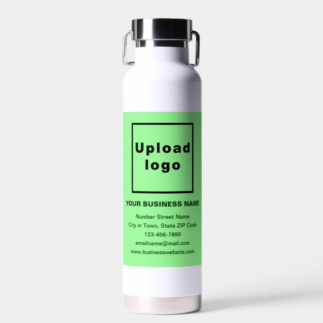 Light Green Business Brand on Insulated Water Bottle (Front)