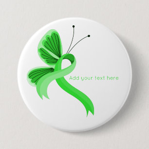 Light green butterfly awareness ribbon 7.5 cm round badge