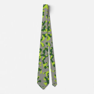 Light Green Camouflage in Dark Green and Grey Tie