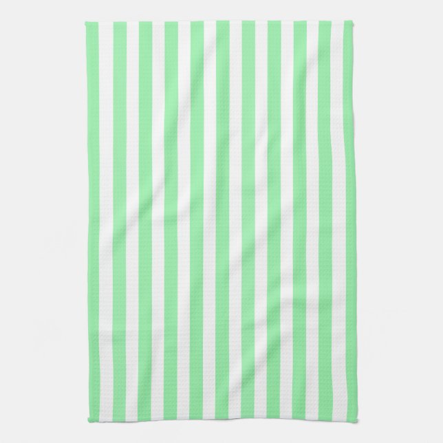 Light green candy stripes tea towel (Vertical)