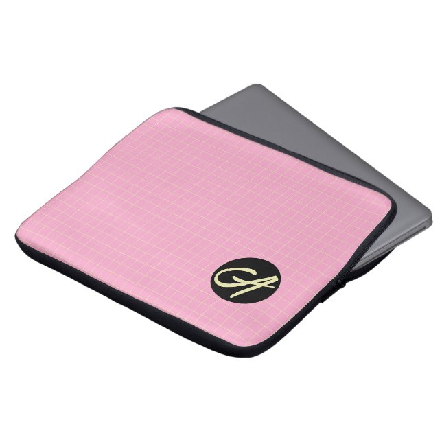 Light Green Cell Pattern Pink background. Laptop Sleeve (Front Top)