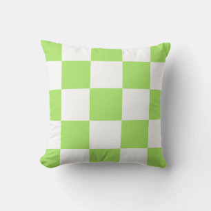 Light Green Chequered Large Scale Retro Pattern  Cushion