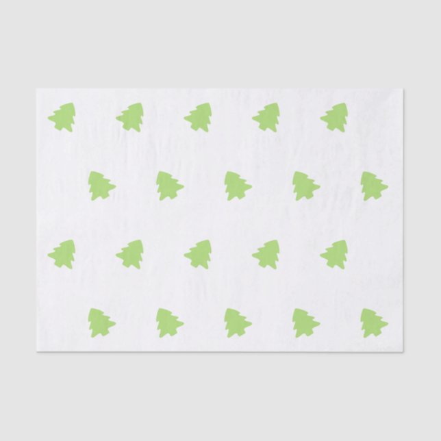 Light Green Christmas Trees print Tissue Paper (Front)