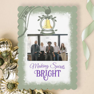 Light Green Company Logo Christmas Photo Holiday Card