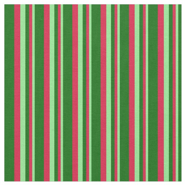 Light Green, Crimson & Dark Green Coloured Stripes Fabric (Close Up)