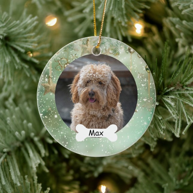 Light Green Custom Pet Puppy Dog Photo Ceramic Tree Decoration (Tree)