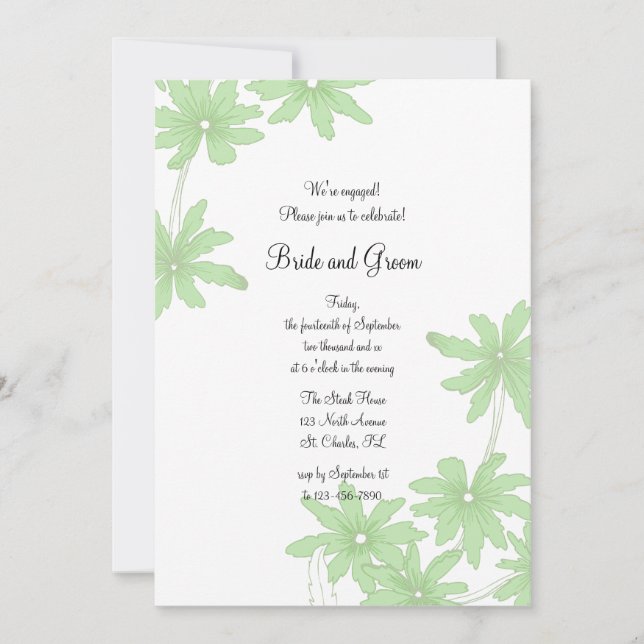 Light Green Daisies Engagement Party Invitation (Front)