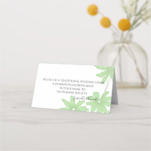 Light Green Daisies Wedding Charity Favour Place Card
