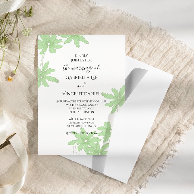 Light Green Daisies Wedding Invitation (Creator Uploaded)