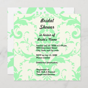 Light Green Damask Bridal Shower Invitation
