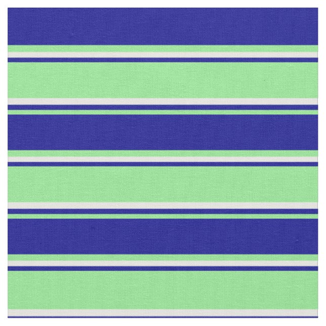 Light Green, Dark Blue, and Mint Cream Stripes Fabric (Close Up)