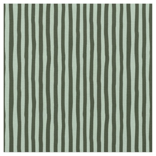 Light Green & Dark Green Wonky Stripes Fabric (Close Up)