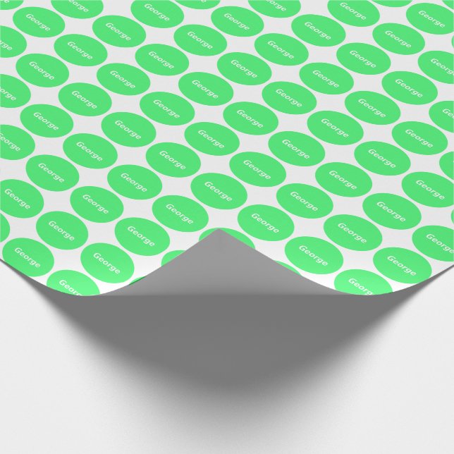 Light Green Dots Pattern On White With Name Wrapping Paper (Corner)
