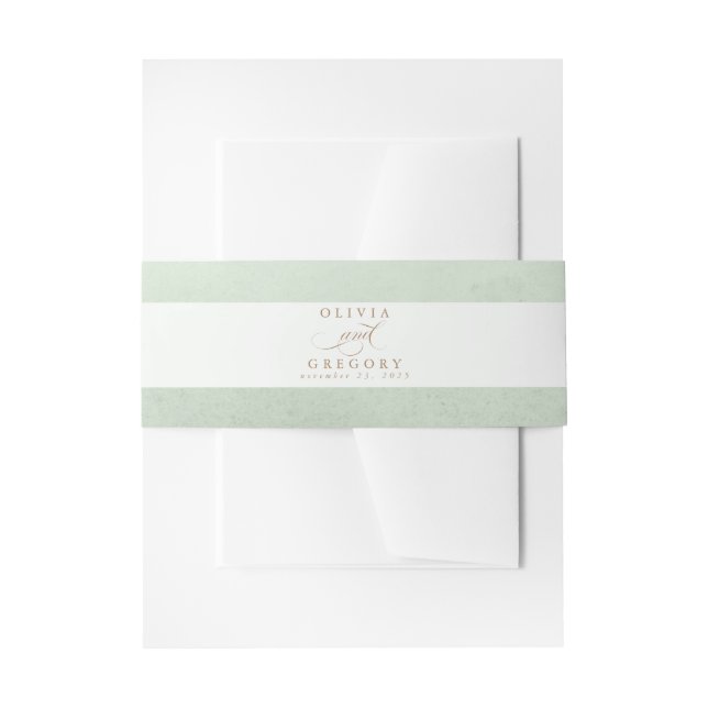 Light Green Elegant Script Invitation Belly Band (Front Example)