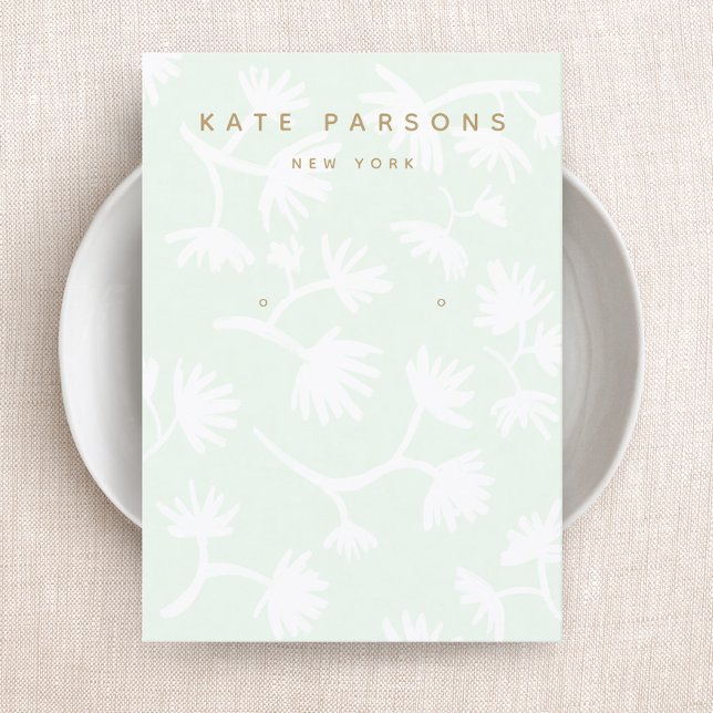 Light Green Floral Earring Jewellery Display Business Card (Creator Uploaded)