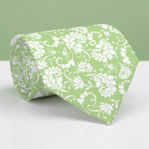 Light Green Floral Pattern Custom Necktie