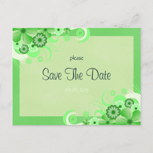 Light Green Floral Save The Date Announcement Card