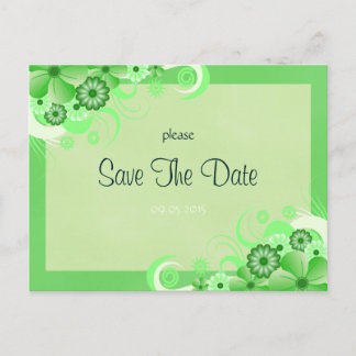 Light Green Floral Save The Date Announcement Card