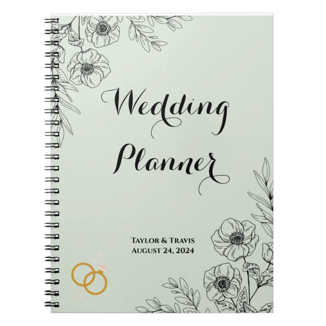 LIGHT GREEN FLORAL WEDDING PLANNER NOTEBOOK (Front)