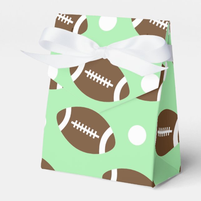 Light Green Football, White Polka Dots Favour Box (Front Side)