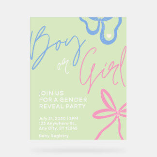 Light Green Gender Reveal Party Acrylic Sign