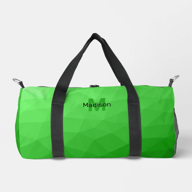 Light green geometric mesh pattern Monogram Duffle Bag (Front)