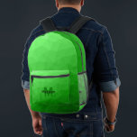Light green geometric mesh pattern Monogram Printed Backpack<br><div class="desc">Light green geometric mesh pattern Monogram Printed Backpack. Cool fashion accessory bag for everyone. 
Light green Triangle geometric mesh with light to dark ombre gradient design. Create a unique and personalised backpack with a custom touch! Modern monogram with your initial and your name for that extra personal flair.</div>