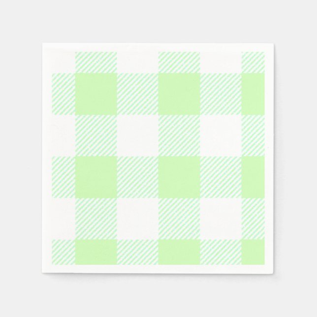 Light Green Gingham Check Pattern Napkin (Front)