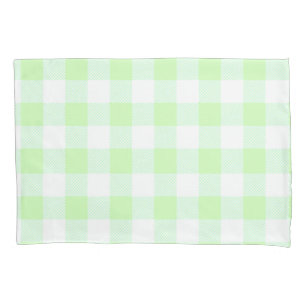 light green gingham check pillowcase
