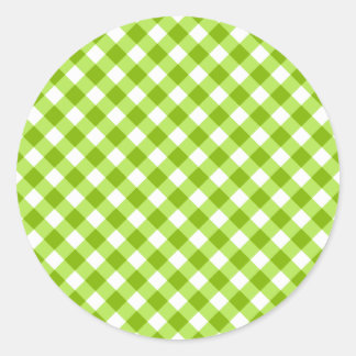 Light Green Gingham Pattern Classic Round Sticker