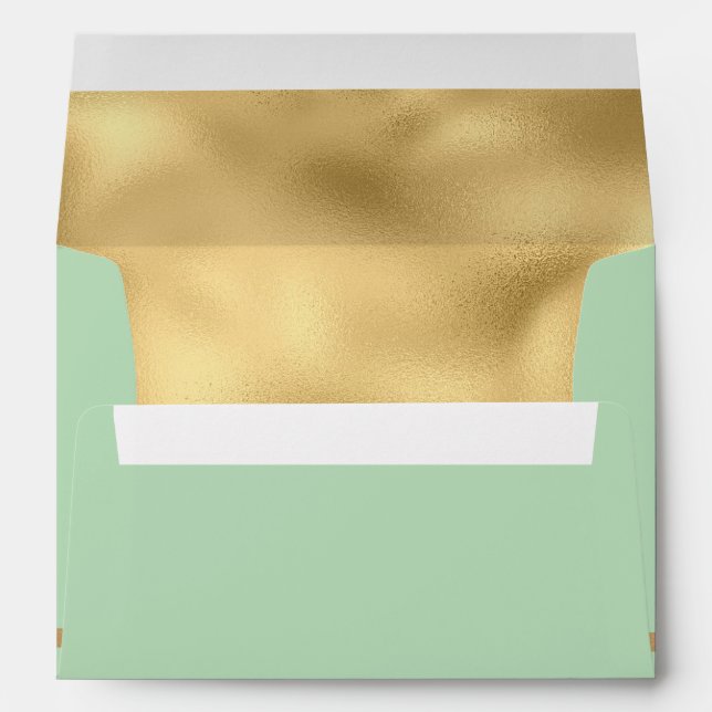 Light Green & Gold Wedding Envelope (Back (Bottom))