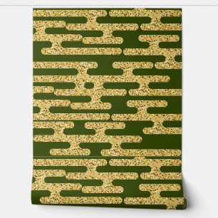 Light Green Golden Pattern Modern Wallpaper