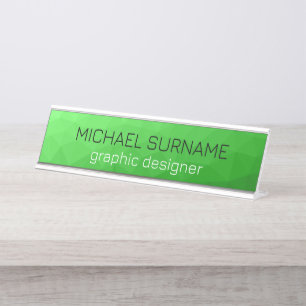 Light green gradient geometric mesh bright pattern desk name plate