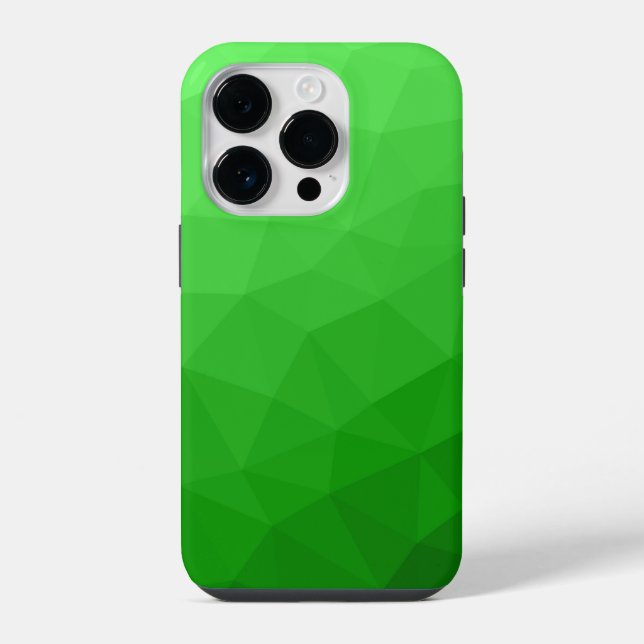 Light green gradient geometric mesh bright pattern iPhone case (Back)