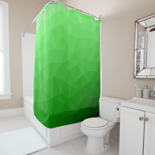 Light green gradient geometric mesh bright pattern shower curtain (In Situ)