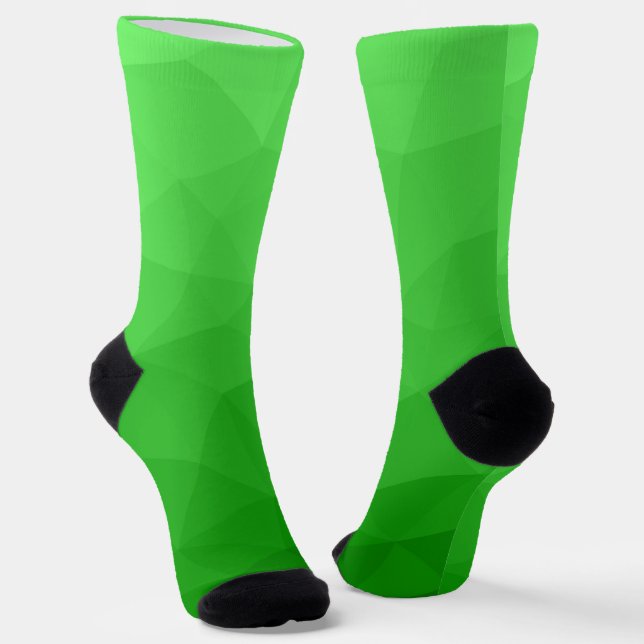 Light green gradient geometric mesh bright pattern socks (Angled)