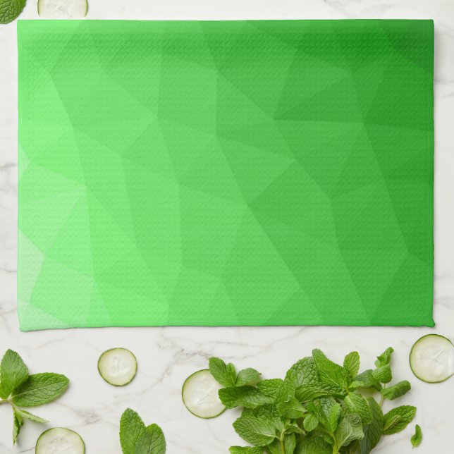 Light green gradient geometric mesh bright pattern tea towel (Folded)