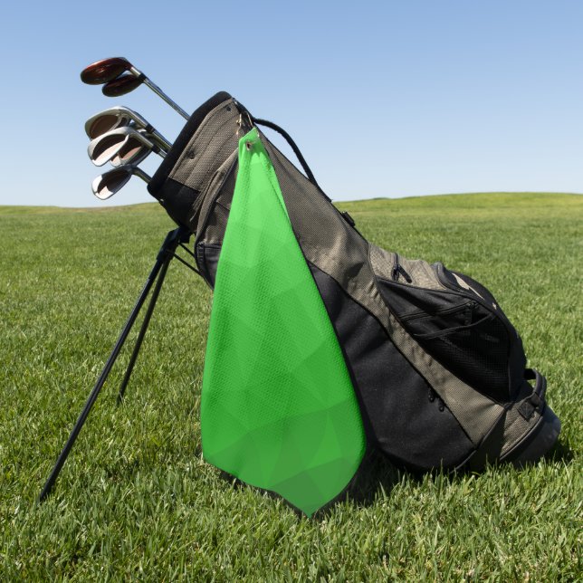 Light green gradient geometric mesh pattern golf towel (Green)