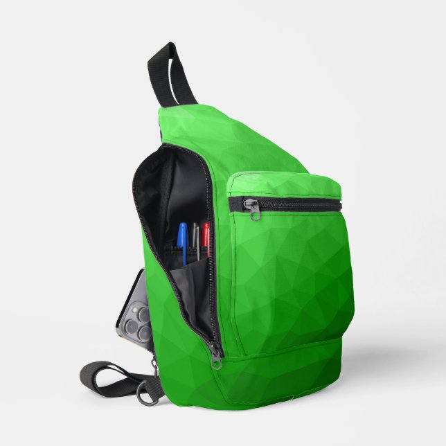 Light green gradient geometric mesh pattern sling bag (Open)