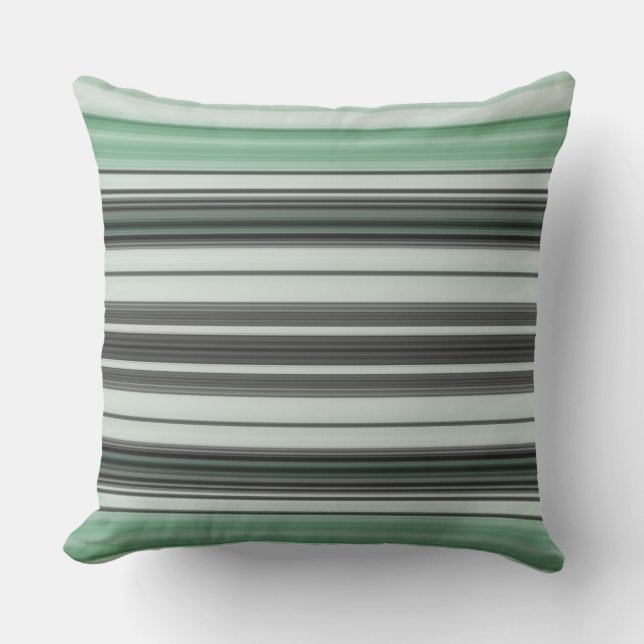 Light Green Grey Stripe Design Cushion (Front)