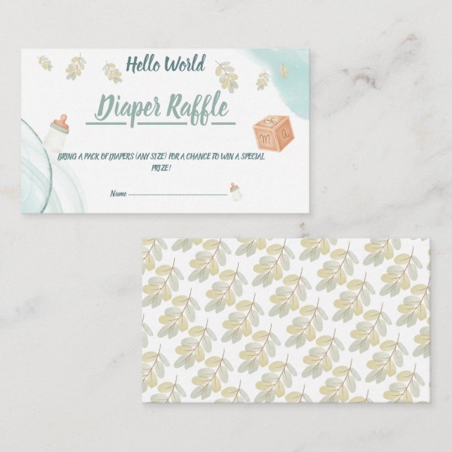 Light green Hello world watercolor Enclosure Card (Front/Back)