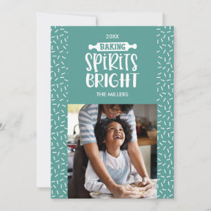 Light Green   Holiday Baking Spirits Bright Photo Card